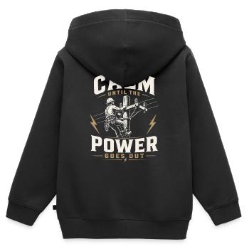Électricien travaille Motif câble électrique - Sweat Premium à capuche zippé enfant bio - noir - Dos - AI Model Kid Male (0cm)