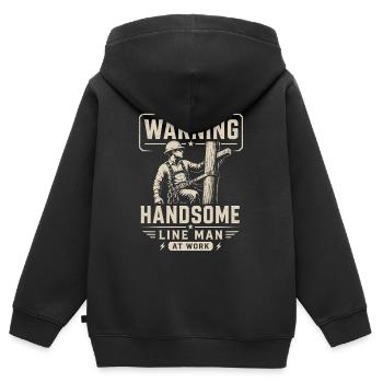 Motif de l’électricien en technologie des câbles électriques - Sweat Premium à capuche zippé enfant bio - noir - Dos - AI Model Kid Male (0cm)