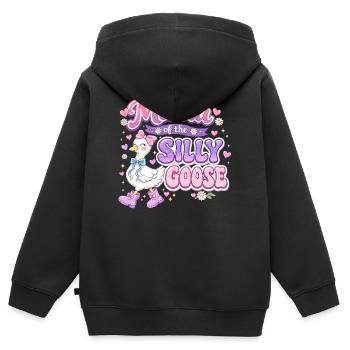 Mama of the Silly Goose – Grooviger Retro-Stil - Kinder Premium Organic Zip Hoodie - Schwarz - Hinten - AI Model Kid Male (0cm)