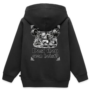 Hehst du überhaupt mittelalterliche Ritter auf - Kinder Premium Organic Zip Hoodie - Schwarz - Hinten - AI Model Kid Male (0cm)