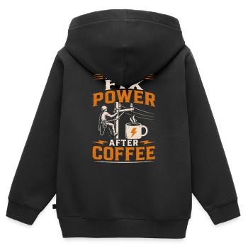 Electrician Coffee Voltage Cable Technology - Kids Premium Organic Zip-up Hoodie - black - Back - AI Model Kid Male (0cm)