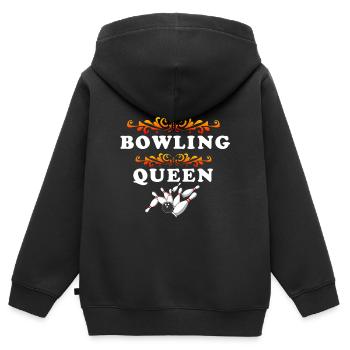 Reine du bowling : Don de Maître de la Frappe des Femmes Drôles - Sweat Premium à capuche zippé enfant bio - noir - Dos - AI Model Kid Male (0cm)