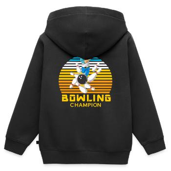 Bowling Champion Man Retro Vintage Sports Gift - Kids Premium Organic Zip-up Hoodie - black - Back - AI Model Kid Male (0cm)