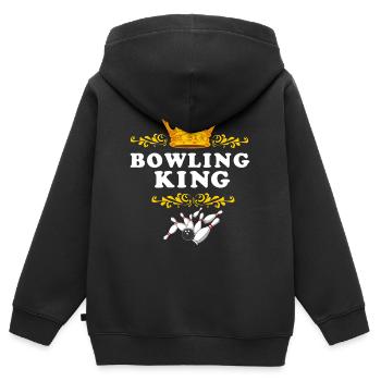 Bowling King Funny Retro Pin Strike Master Gift - Kids Premium Organic Zip-up Hoodie - black - Back - AI Model Kid Male (0cm)