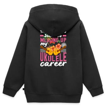 This Job Thing Is Messing Up My Ukulele Career - Kinder Premium Organic Zip Hoodie - Schwarz - Hinten - AI Model Kid Male (0cm)