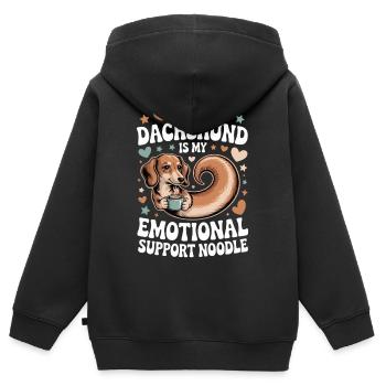 Teckel de soutien émotionnel - Sweat Premium à capuche zippé enfant bio - noir - Dos - AI Model Kid Male (0cm)
