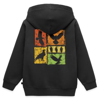 Eagle Retro Graphic - Sweat Premium à capuche zippé enfant bio - noir - Dos - AI Model Kid Male (0cm)