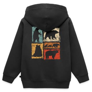 Bären Perspektiven Retro Tierdruck - Kinder Premium Organic Zip Hoodie - Schwarz - Hinten - AI Model Kid Male (0cm)