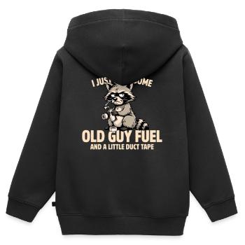 Ruban adhésif ancien de carburant pour ratons laveurs - Sweat Premium à capuche zippé enfant bio - noir - Dos - AI Model Kid Male (0cm)