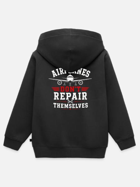 Flugzeugmechaniker Wartung Technik Luftfahrt - Hoodie Premium med dragkedja barn ekologisk - svart