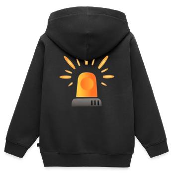 Voyant d’alerte de sirène jaune orange - Sweat Premium à capuche zippé enfant bio - noir - Dos - AI Model Kid Male (0cm)