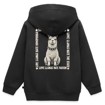 Love Llamas Hate Fascism Shirt - Sweat Premium à capuche zippé enfant bio - noir - Dos - AI Model Kid Male (0cm)