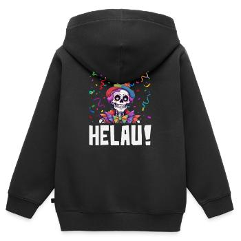 Helau Carnaval du Crâne du Clown Squelette - Sweat Premium à capuche zippé enfant bio - noir - Dos - AI Model Kid Male (0cm)