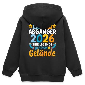 Kita Abgänger 2026 Eine Legende Geht Vom Gelände  - Kinder Premium Organic Zip Hoodie - Schwarz - Hinten - AI Model Kid Male (0cm)