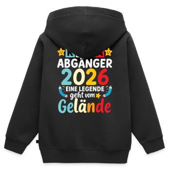 Kita Abgänger 2026 Eine Legende Geht Vom Gelände  - Kinder Premium Organic Zip Hoodie - Schwarz - Hinten - AI Model Kid Male (0cm)