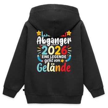 Kita Abgänger 2026 Legende Verlässt das Gelände - Kinder Premium Organic Zip Hoodie - Schwarz - Hinten - AI Model Kid Male (0cm)