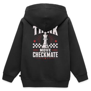 Échecs Échec et mat Pensez à Chemise Move - Sweat Premium à capuche zippé enfant bio - noir - Dos - AI Model Kid Male (0cm)