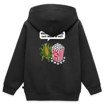 Corn & Popcorn Pun - Kids Premium Organic Zip-up Hoodie - black - Back - AI Model Kid Male (0cm)