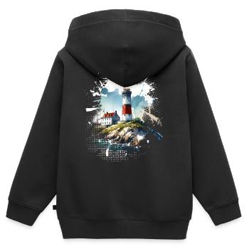phare - Sweat Premium à capuche zippé enfant bio - noir - Dos - AI Model Kid Male (0cm)