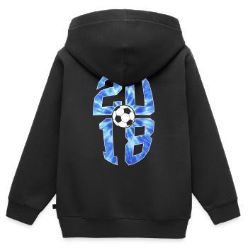 8 ANS DE NAISSANCE 2018 FOOTBALL 8E ANNIVERSAIRE - Sweat Premium à capuche zippé enfant bio - noir - Dos - AI Model Kid Male (0cm)