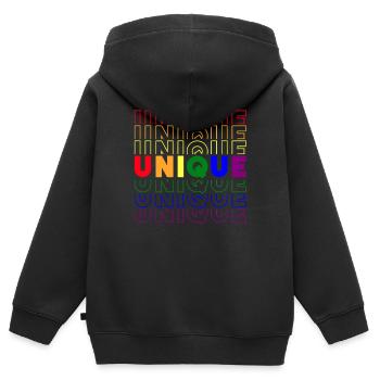 Mois de la fierté gay LGBT L’amour est unique - Sweat Premium à capuche zippé enfant bio - noir - Dos - AI Model Kid Male (0cm)