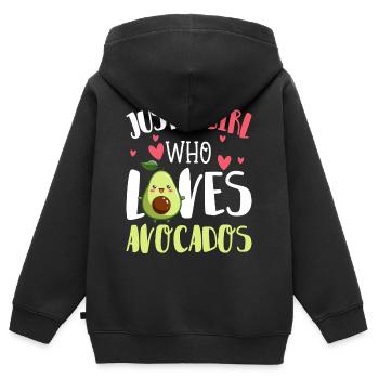Girl loves avocados - Kids Premium Organic Zip-up Hoodie - black - Back - AI Model Kid Male (0cm)