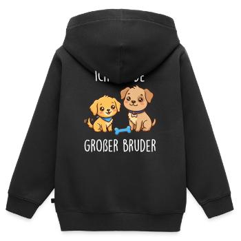 Ich werde Großer Bruder Hund - Kinder Premium Organic Zip Hoodie - Schwarz - Hinten - AI Model Kid Male (0cm)