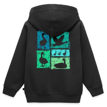 Gänse Perspektiven Retro Bauernhof Grafik - Kinder Premium Organic Zip Hoodie - Schwarz - Hinten - AI Model Kid Male (0cm)