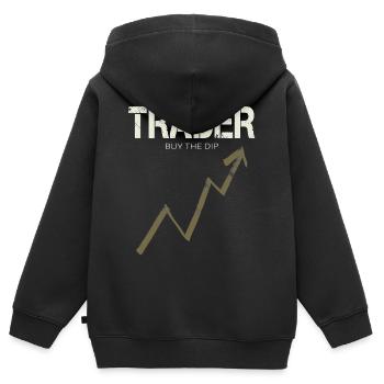 Trader : Achetez la baisse pour le day trader et la cryptomonnaie - Sweat Premium à capuche zippé enfant bio - noir - Dos - AI Model Kid Male (0cm)