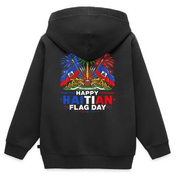 Festive Haitian Flag Festival - Kids Premium Organic Zip-up Hoodie - black - Back - AI Model Kid Male (0cm)