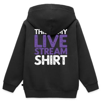 Voici mon t-shirt de livestream - Sweat Premium à capuche zippé enfant bio - noir - Dos - AI Model Kid Male (0cm)