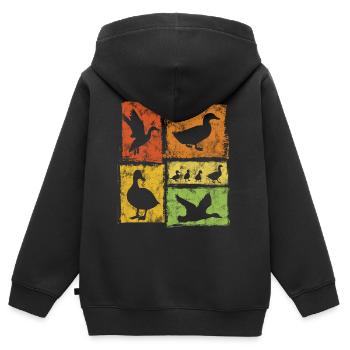 Duck Perspectives - Retro Graphic - Kids Premium Organic Zip-up Hoodie - black - Back - AI Model Kid Male (0cm)