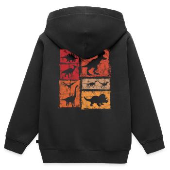 Retro Dinosaurier Grafik - Kinder Premium Organic Zip Hoodie - Schwarz - Hinten - AI Model Kid Male (0cm)