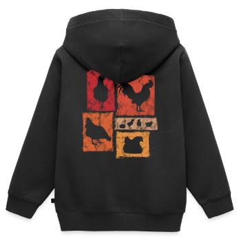 Chickens in perspective for farmer and farm - Kids Premium Organic Zip-up Hoodie - black - Back - AI Model Kid Male (0cm)