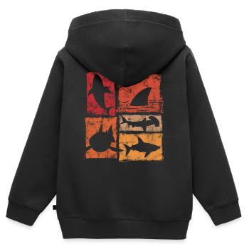 Shark Silhouettes in Perspective Graphic - Kids Premium Organic Zip-up Hoodie - black - Back - AI Model Kid Male (0cm)