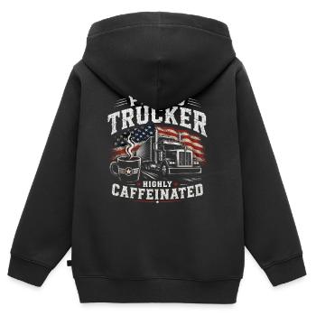 Lastkraftwagen Transport Kaffee Fahrer - Kinder Premium Organic Zip Hoodie - Schwarz - Hinten - AI Model Kid Male (0cm)