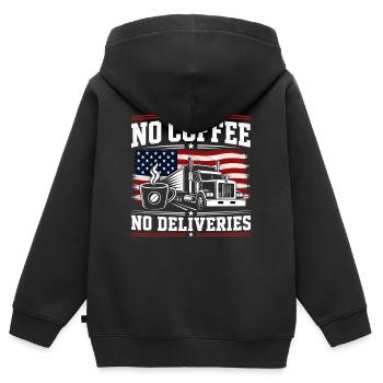Koffein Lastkraftwagen Und Transport - Kinder Premium Organic Zip Hoodie - Schwarz - Hinten - AI Model Kid Male (0cm)