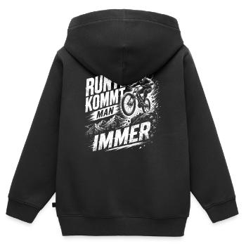 Mountainbike Runter kommt man immer - Kinder Premium Organic Zip Hoodie - Schwarz - Hinten - AI Model Kid Male (0cm)