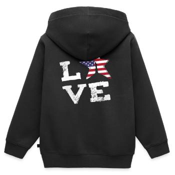 love usa freedom NY stars and stripes stern Cool - Sweat Premium à capuche zippé enfant bio - noir - Dos - AI Model Kid Male (0cm)