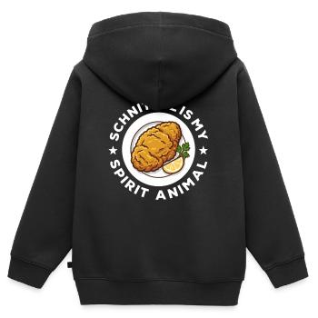 Le schnitzel est mon Animal Esprit - Sweat Premium à capuche zippé enfant bio - noir - Dos - AI Model Kid Male (0cm)