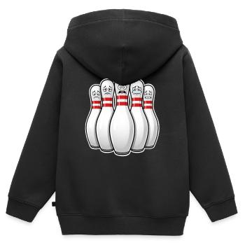 Kegeln Bowling Pins - Kinder Premium Organic Zip Hoodie - Schwarz - Hinten - AI Model Kid Male (0cm)