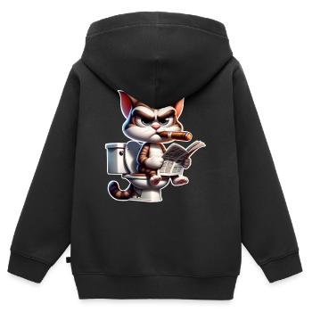 Katze Toilette Zeitung - Kinder Premium Organic Zip Hoodie - Schwarz - Hinten - AI Model Kid Male (0cm)