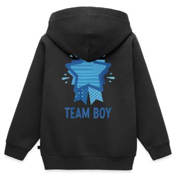 Geschlechterenthüllung Team Jungen Babyparty Baby - Kinder Premium Organic Zip Hoodie - Schwarz - Hinten - AI Model Kid Male (0cm)