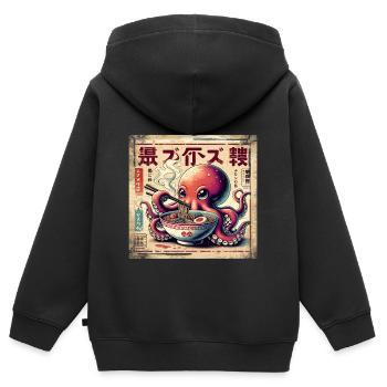 Oktopus Ramen Vintage Poster Style - Kinder Premium Organic Zip Hoodie - Schwarz - Hinten - AI Model Kid Male (0cm)