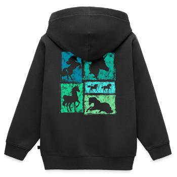 Unicorn in Perspectives – Retro Style with Stars - Kids Premium Organic Zip-up Hoodie - black - Back - AI Model Kid Male (0cm)