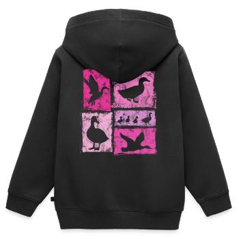 Silhouettes vintage Ducks pour femmes et filles - Sweat Premium à capuche zippé enfant bio - noir - Dos - AI Model Kid Male (0cm)
