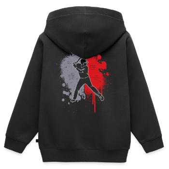Joueur de baseball Joueur de baseball Joueur de baseball splash - Sweat Premium à capuche zippé enfant bio - noir - Dos - AI Model Kid Male (0cm)