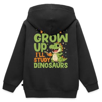 Wenn Ich Groß Bin, Werde Ich Dinosaurier Studieren - Kinder Premium Organic Zip Hoodie - Schwarz - Hinten - AI Model Kid Male (0cm)