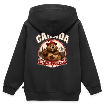 Région du castor du Canada - Sweat Premium à capuche zippé enfant bio - noir - Dos - AI Model Kid Male (0cm)