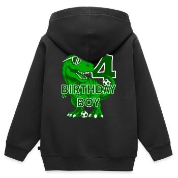 4 YEARS BIRTHDAY BOY FOOTBALL 4TH BIRTHDAY - Kids Premium Organic Zip-up Hoodie - black - Back - AI Model Kid Male (0cm)